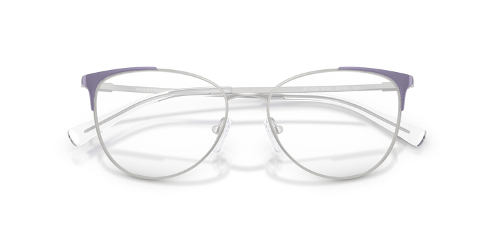 ARMANI EXCHANGE AX1034 6128 Violeta metálico brillante, vista frontal con varillas plegadas 
