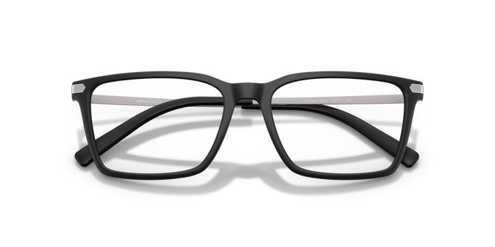 ARMANI EXCHANGE AX3077 8001 Negro Mate, vista frontal con varillas plegadas 