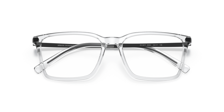 ARMANI EXCHANGE AX3077 8333 Cristal, vista frontal con varillas plegadas 