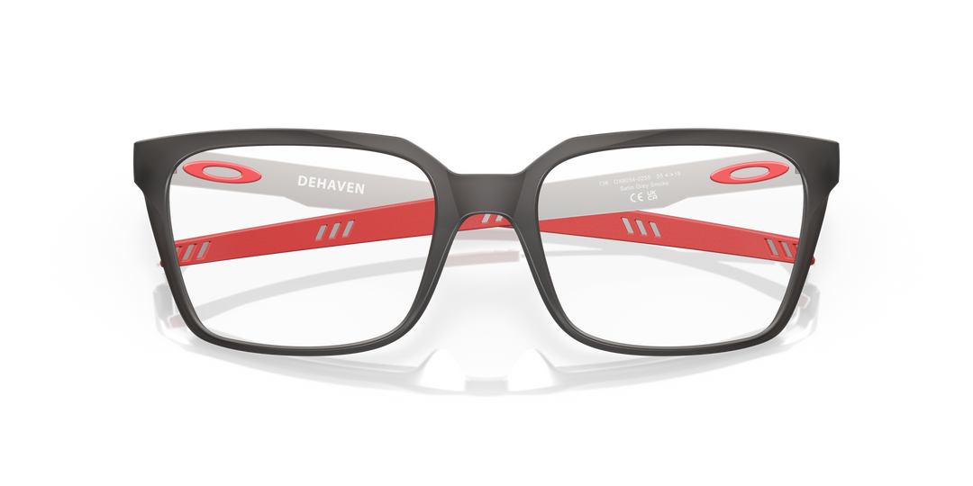 OAKLEY OX8054 DEHAVEN 805402 Humo Gris Satinado, vista frontal con varillas plegadas 