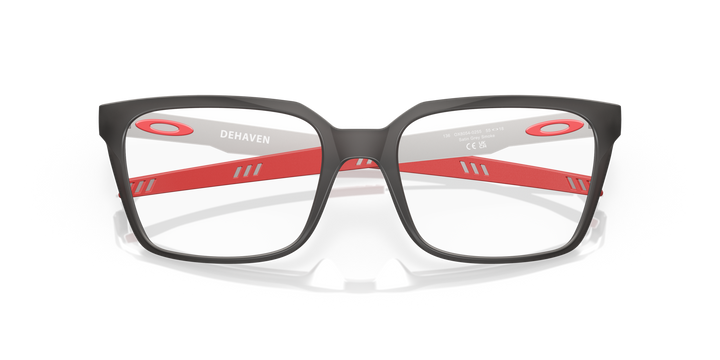OAKLEY OX8054 DEHAVEN 805402 Humo Gris Satinado, vista frontal con varillas plegadas 