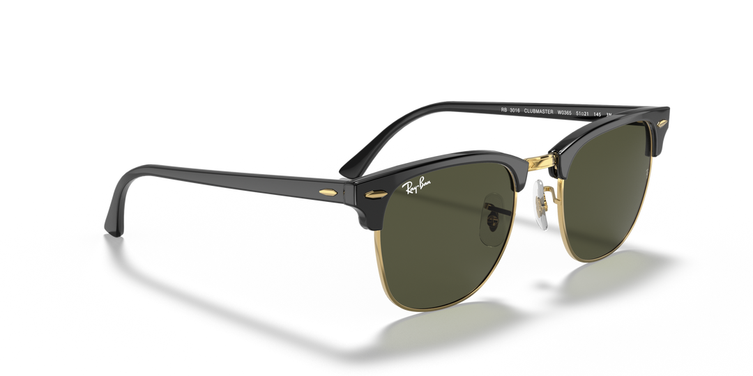 RAY-BAN RB3016 CLUBMASTER W0365 Negro sobre Dorado, vista angular secundaria 