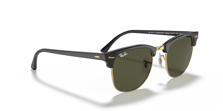 RAY-BAN RB3016 CLUBMASTER W0365 Negro sobre Dorado, vista angular secundaria 