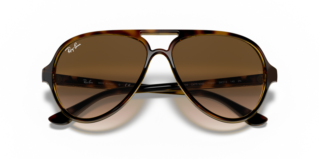RAY-BAN RB4125 CATS 5000 710/51 Havana Claro, vista frontal con varillas plegadas 