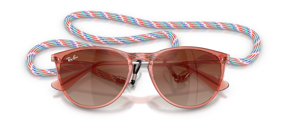 RAY-BAN JUNIOR RAY-BAN RJ9060S JUNIOR ERIKA 7225S0 Rojo Traslúcido, vista frontal con varillas plegadas 