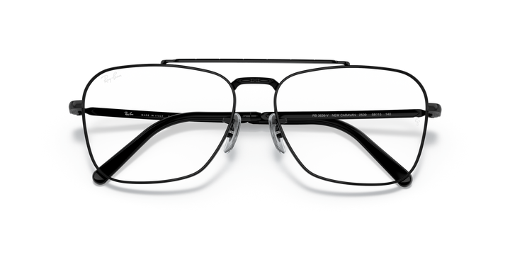 RAY-BAN RX3636V 2509 Negro, vista frontal con varillas plegadas 