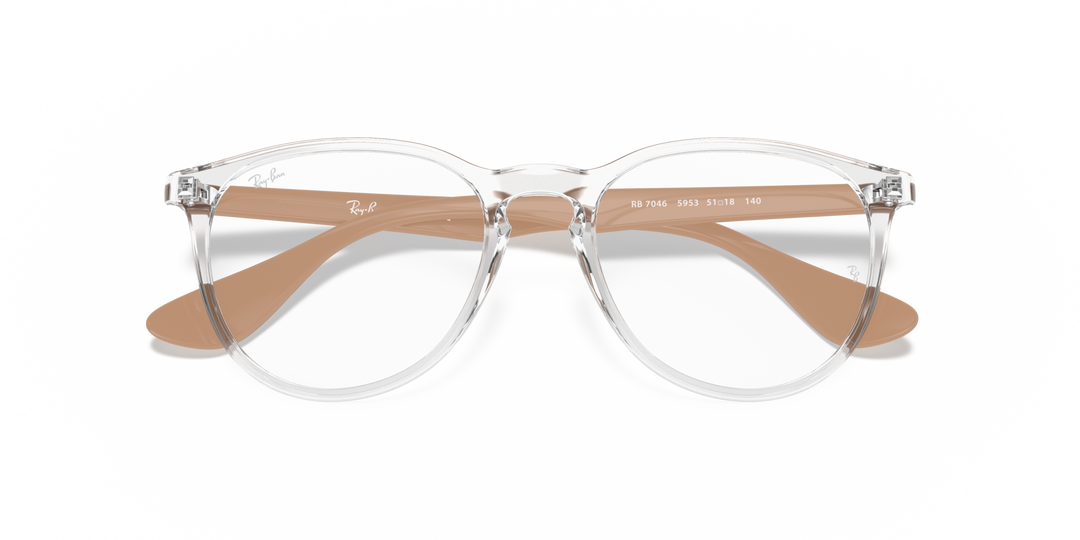 RAY-BAN RX7046 ERIKA 5953 Traslúcido, vista frontal con varillas plegadas 