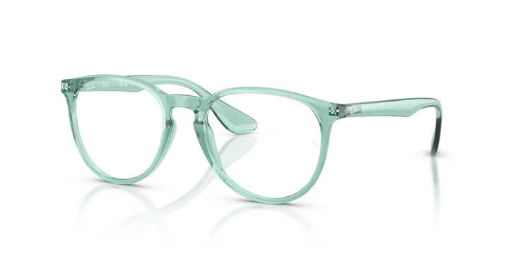 RAY-BAN RX7046 ERIKA 8508 Verde Traslúcido, vista tres cuartos 