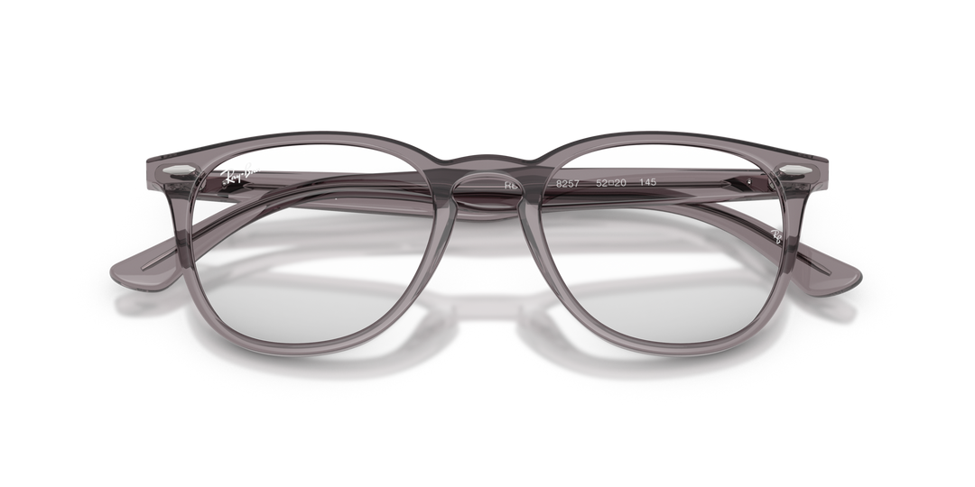 RAY-BAN RX7159 8257 Gris Traslúcido, vista frontal con varillas plegadas 