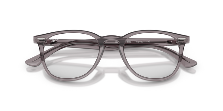 RAY-BAN RX7159 8257 Gris Traslúcido, vista frontal con varillas plegadas 