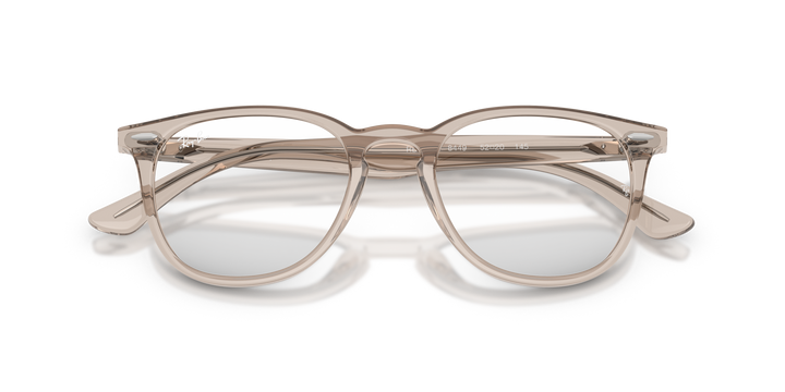 RAY-BAN RX7159 8449 Beige Traslúcido, vista frontal con varillas plegadas 