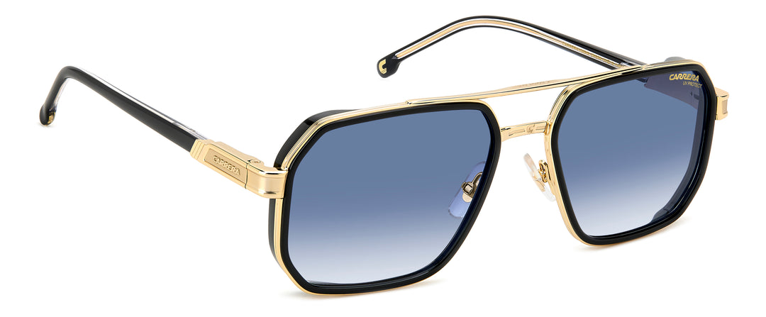 Carrera 1069/S negro y dorado, ángulo alternativo de tres cuartos 