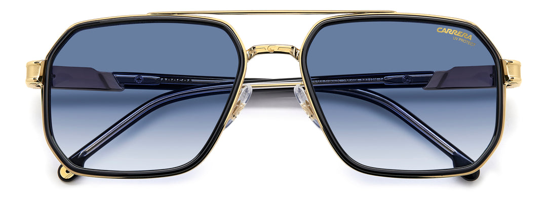 Carrera 1069/S negro y dorado, vista frontal con varillas plegadas 