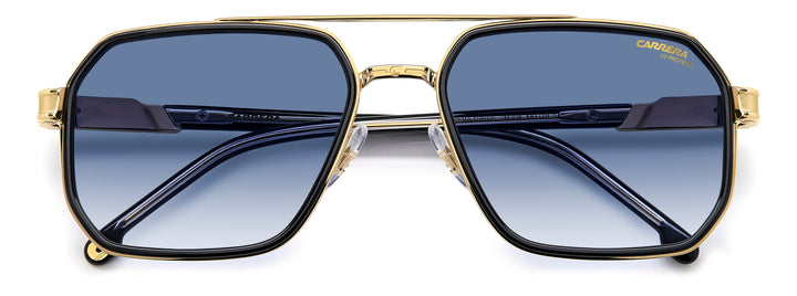 Carrera 1069/S negro y dorado, vista frontal con varillas plegadas 