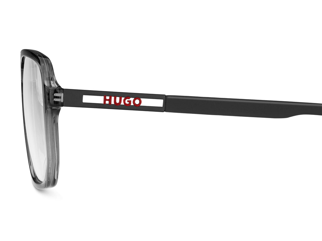 HUGO HG 1415/G gris con detalles rojos, detalle lateral de la varilla 