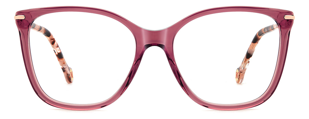 CAROLINA HERRERA HE0270 rosa, vista frontal con varillas abiertas 