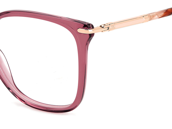 CAROLINA HERRERA HE0270 rosa, detalle del logotipo y la bisagra 