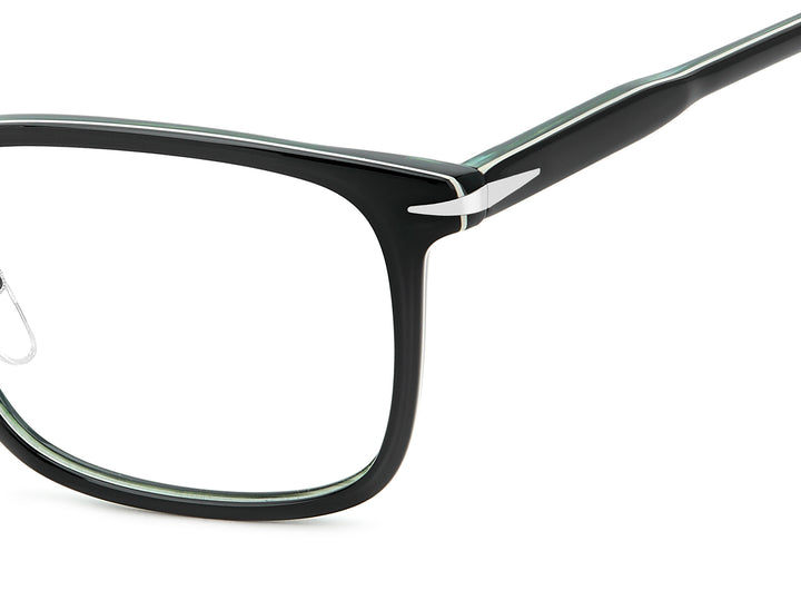DAVID BECKHAM DB 1211/G negro y verde veteado, detalle del logotipo y la bisagra 
