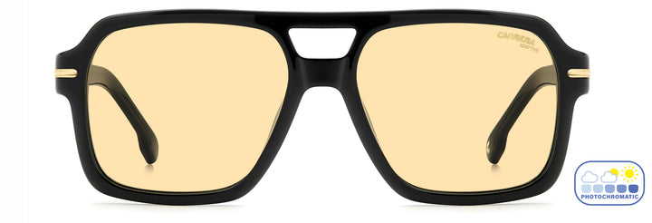 CARRERA 377/S negro, vista frontal con varillas abiertas 