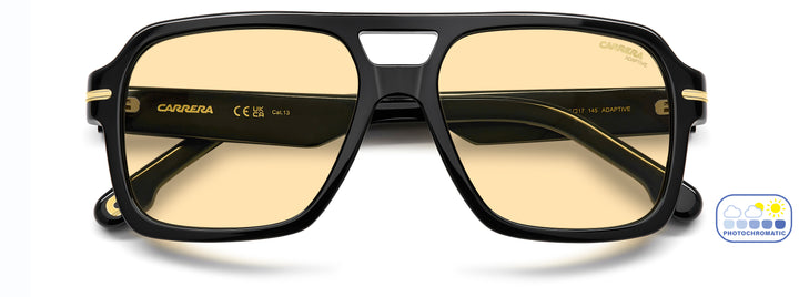 CARRERA 377/S negro, vista frontal con varillas plegadas 