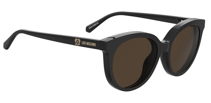LOVE MOSCHINO MOL058/CS negro, ángulo alternativo con clip solar montado 