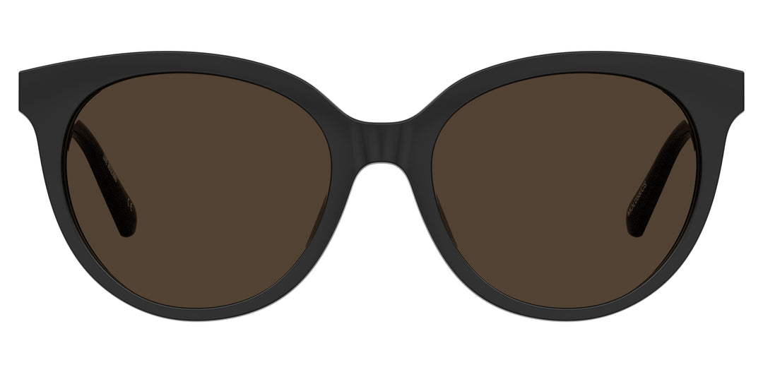 LOVE MOSCHINO MOL058/CS negro, vista frontal con clip solar montado 