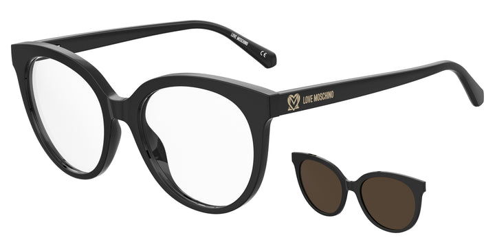 LOVE MOSCHINO MOL058/CS negro, vista principal de tres cuartos con clip solar separado 