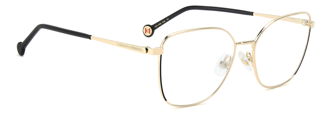 CAROLINA HERRERA HER 0295 negro y dorado, ángulo alternativo de tres cuartos 