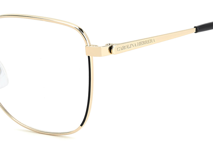 CAROLINA HERRERA HER 0295 negro y dorado, detalle del logotipo y la bisagra 