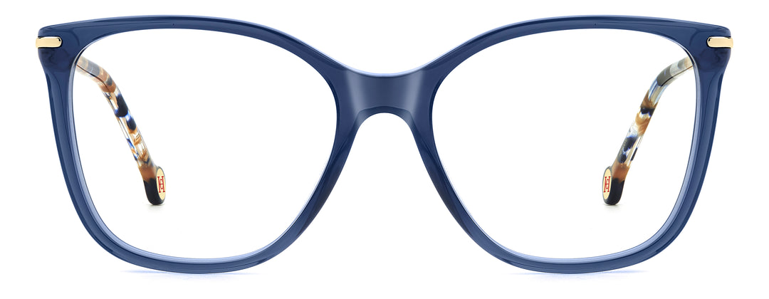 CAROLINA HERRERA HE0270 azul, vista frontal con varillas abiertas 