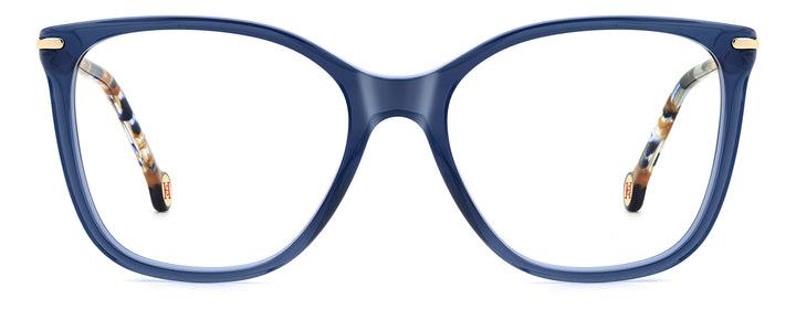 CAROLINA HERRERA HE0270 azul, vista frontal con varillas abiertas 