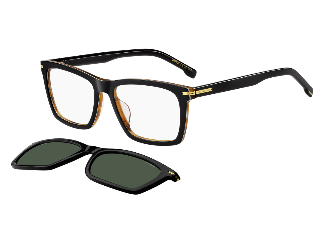BOSS 1726/G/CS negro y café, vista principal de tres cuartos con clip solar separado #color_05k