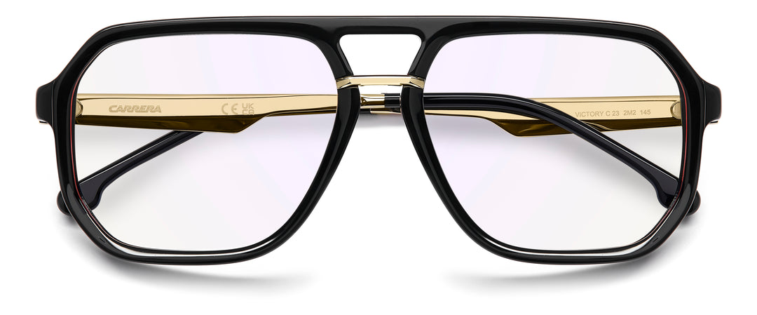 CARRERA VICTORY C 23 negro y dorado, vista frontal con varillas plegadas 