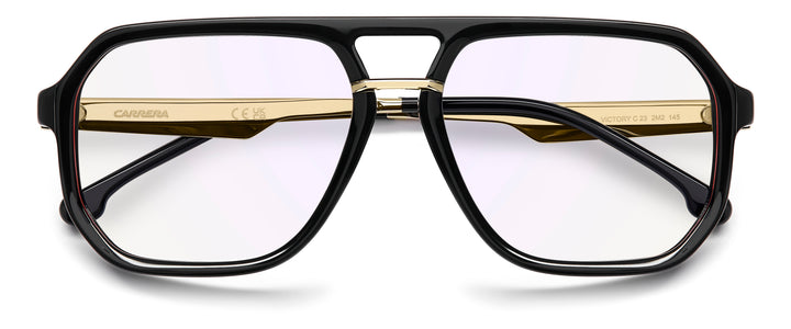 CARRERA VICTORY C 23 negro y dorado, vista frontal con varillas plegadas 