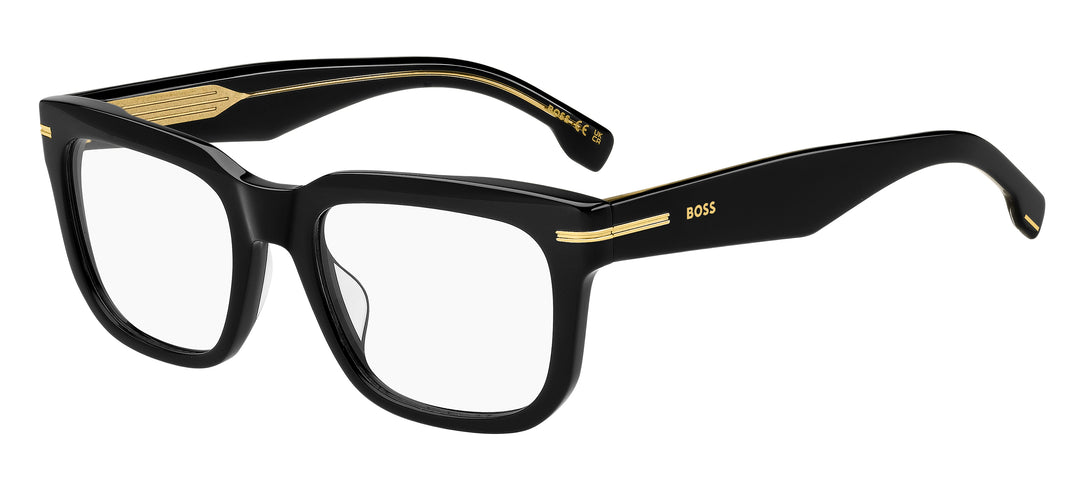BOSS 1746/G negro y dorado, vista principal de tres cuartos 