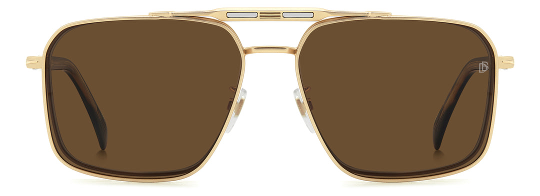 DAVID BECKHAM DB 1187/G/C dorado mate y havana, vista frontal con clip colocado 