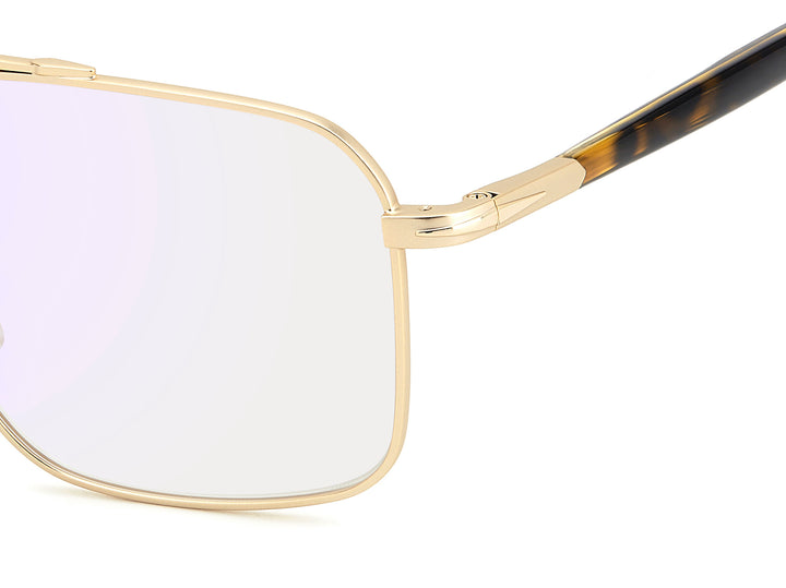 DAVID BECKHAM DB 1187/G/C dorado mate y havana, detalle del logotipo y la bisagra 