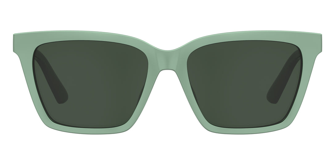 LOVE MOSCHINO MOL661/C verde, vista frontal con varillas abiertas 