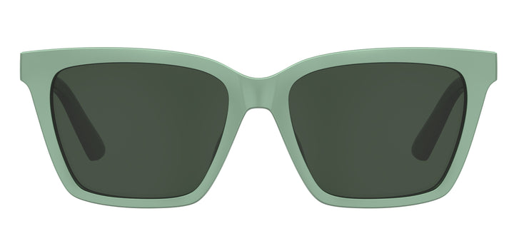LOVE MOSCHINO MOL661/C verde, vista frontal con varillas abiertas 
