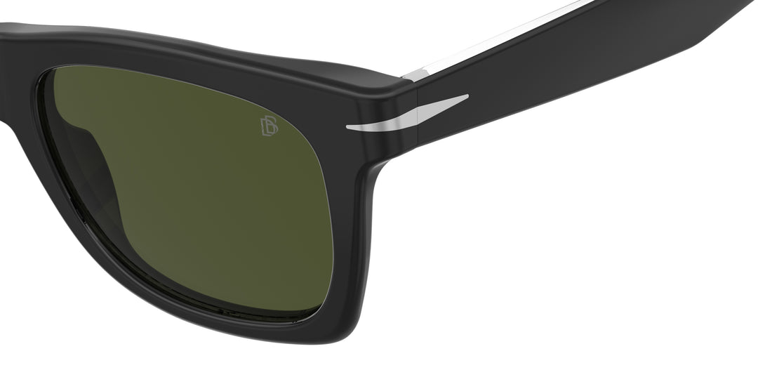 DAVID BECKHAM DB 1222/S negro, detalle del logotipo y la bisagra 