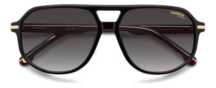 CARRERA 375/S negro y rojo, vista frontal con varillas plegadas 