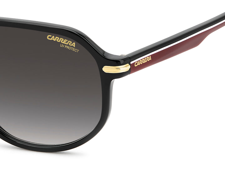CARRERA 375/S negro y rojo, detalle del logotipo y la bisagra 