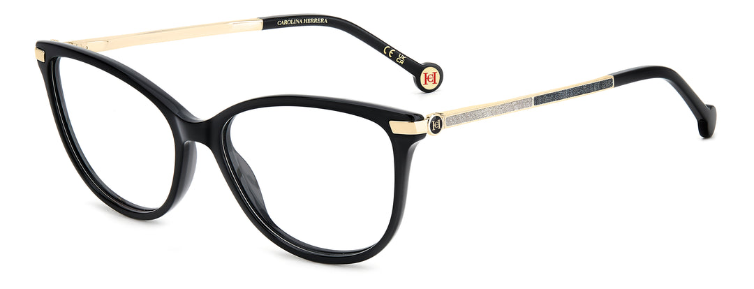 CAROLINA HERRERA HE0263 negro y dorado, vista principal de tres cuartos 