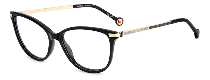 CAROLINA HERRERA HE0263 negro y dorado, vista principal de tres cuartos 