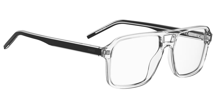 HUGO HG 1299 negro y transparente, ángulo alternativo de tres cuartos 