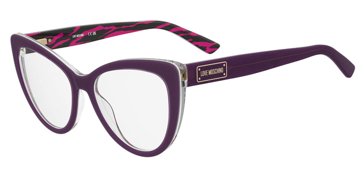 LOVE MOSCHINO MOL649 fucsia con varillas estampadas, vista principal de tres cuartos 
