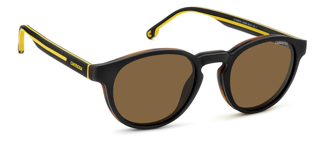 CARRERA CA 8066/CS negro mate y havana, ángulo alternativo con clip solar montado 