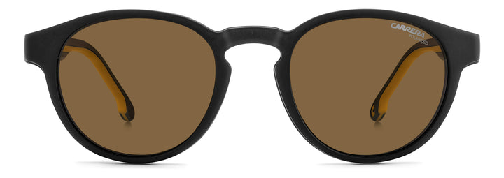 CARRERA CA 8066/CS negro mate y havana, vista frontal con clip solar montado 