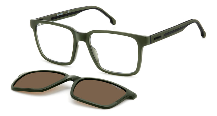 CARRERA CA8069/CS verde militar, vista principal de tres cuartos con clip solar separado 