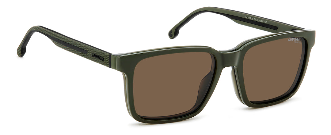 CARRERA CA8069/CS verde militar, ángulo alternativo con clip solar montado 